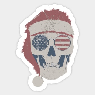 Vintage American Skull Santa Hat Christmas Sticker